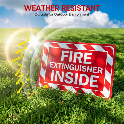 Two Pack Fire Extinguisher Inside Sign 10 By 7 Inches Rust Free Reflective Aluminum Rock Solid Construction Hella Visible Faded Proof Weatherproof Snap To Install For Building Code Compliance And Emergency Safety Readiness