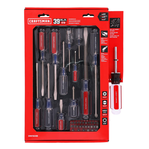 39 Piece Screwdriver Set With A Tough Acetate Handle Master Combo Kit Featuring 12 Fixed Bits And A 26 Bit Multi Bit Handle