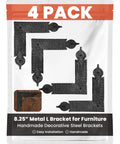 Top Shelf 4 Pack 8.25 Inch Black Metal L Brackets Hella Durable Decorative Steel Corner Supports for rustic furniture.