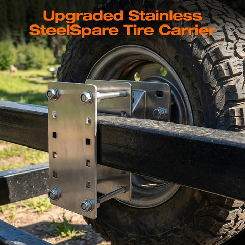 Beefy Heavy Duty Spare Tire Carrier For Trailers 150 Lb Capacity Stainless Steel Mount Bracket Fits 4 5 And 6 Lug Wheels