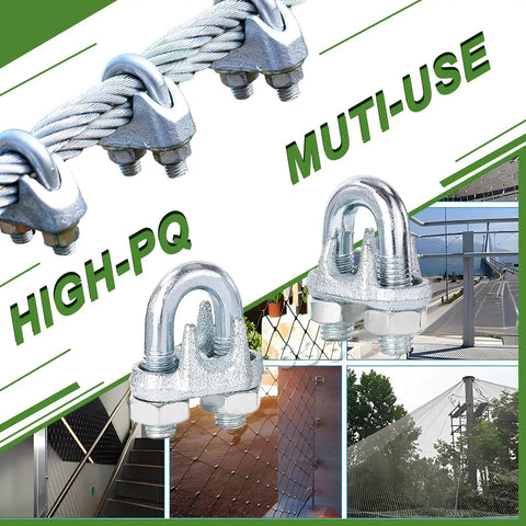 Collage of 30 Piece One Eighth Inch Galvanized Wire Rope Clamps U Bolt Cable Fasteners for marine and outdoor rigging