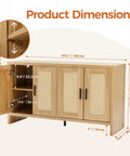 Dimensions of Rattan Buffet Cabinet With Storage Galore And Adjustable Shelves For Kitchen Living Room And Dining Room Farmhouse Modern Wood Sideboard Cupboard For Coffee Bar Station