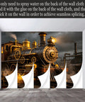Custom Size Wall Murals Vintage Steam Locomotive Industrial Oil Painting Retro Train Engine Factory Scene Self Adhesive