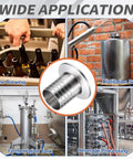 1.5 Inch Tri Clamp To Hose Barb Adapter, Wicked Strong Sus304 Stainless Steel Sanitary Fitting, Badass Connector For Home Brew Beer Wine Distillation Setup, Heavy Duty Pipe Joiner Tool in use for fermentation and brewing.