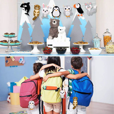 Polar Animals Sewing Kit For Kids Make Your Own Winter Felt Plush Toys With 14 Creative Projects For Beginner Crafters Fun Diy Educational Gift For Boys And Girls displayed on table and backpacks