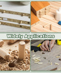Image showing Elite 90 Pc Wooden Dowel Pins 8X30Mm Fluted With Beveled Ends in various woodworking applications.