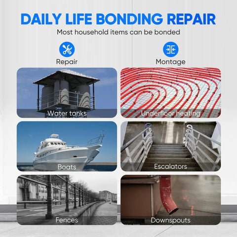 Image showcasing repair uses of Two Part Epoxy Putty Stick For Quick Repairs On Pools Heaters Metal Plastic Ceramic Water Resistant Black 120g All Purpose Underwater Patch Kit Ideal For Boats Fences Tanks Leaks