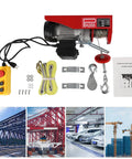 Top Rated 110V Electric Hoist Winch With Remote Control, 440 Lb Capacity for Factories Warehouses Garages And Construction Sites, includes hardware and control.
