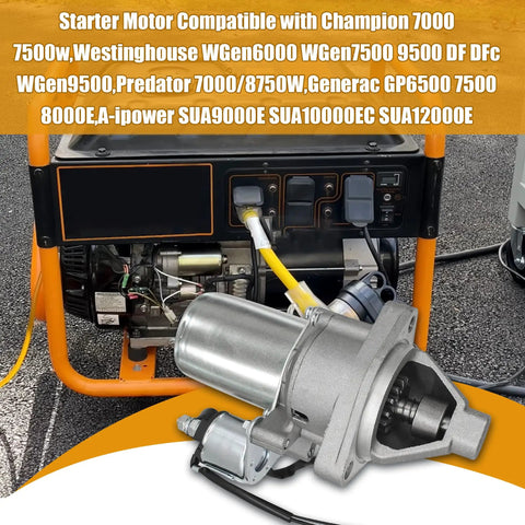 Starter Motor With 2 Wire Plug For Predator 7000 8750W Generac GP6500 GP7500 GP8000E Westinghouse WGen6000 WGen7500 WGen9500 Replacement 12V