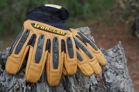 Rugged Rolltop Seamless Fingertips Leather Work Gloves With Kevlar Reinforcements For Maximum Dexterity And Durability on log