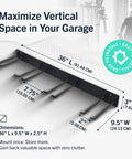 36-Inch Garage Tool Organizer Wall Mount Heavy Duty Steel Rack With Four PVC Coated Hooks 250 Lb Capacity Perfect Garden Tool Storage.