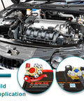 Car engine showing installation of 4 Way Quick Release Battery Terminal Connectors For SAE JIS Type A Posts, 2 Pack.