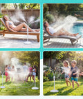 Standing Misting System With Fillable Base, 26.2Ft Water Line, Adjustable Height Outdoor Mister For Patio Cooling, Poolside Tanning