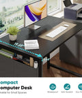 Space Saving Computer Desk For Small Spaces 31 Inch Home Office Table For Gaming And Study With Large Surface And Sturdy Steel Frame Includes Storage Bag For Bedroom Black
