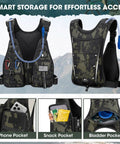 Camouflage Hydration Backpack With 2L Water Bladder, Lightweight Running Vest For Men And Women, Adjustable Chest Pack