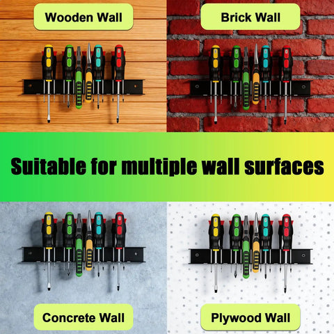 Wall Mounted Screwdriver And Pliers Holder With 23 Slots Heavy Duty Metal Tool Organizer Rack on various wall types