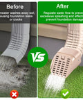Comparison of downspouts before and after installation of Two Pack Type A Downspout Extenders For 3x4 Inch Gutters With Leaf Guard Easy Install Diverter Outlet Filter Keeps Debris Out And Water Flow Clear Fits Standard Gutter Systems And Downspouts, showing reduced water splash and debris filtering.