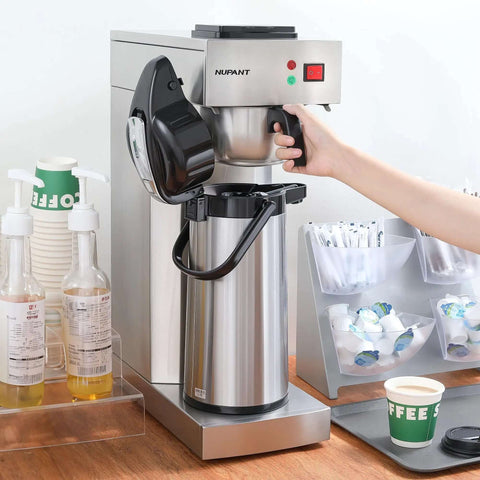 Commercial Airpot Coffee Brewer With 2.2L 74oz Thermal Carafe Stainless Steel Pour Over Coffee Machine 24 Hour Heat in use