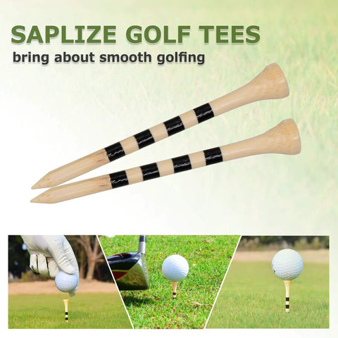 150 Pack Bamboo Golf Tees 3.25 Inch Long, Durable Eco Friendly Tees With Black Stripe Height Marker For Quick Setup