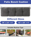 42 Inch By 16 Inch Bench Cushion With Durable Ties Cozy Memory Foam Comfort Non Slip Bottom For Indoor Outdoor Patio Seating Dark Grey