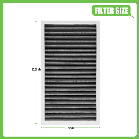 Front view of F1 Replacement Filter For Filtrete C01 T02 Room Air Purifier with size dimensions 12.2 x 6.7 inches