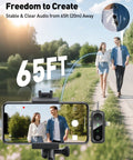 Couple using Wireless Lavalier Microphone 4 In 1 Clip On for iPhone Android USB C PC and Camera with Rotatable Clip outdoors