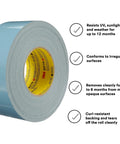 Heavy Duty Duct Tape Outdoor Grade Slate Blue 48 Mm By 55 M Roll Pack, 12.1 Mil, UV and weather resistant, close-up on roll.