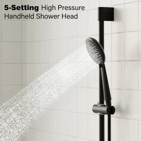 Top Shelf Shower System With Glide Rail Faucet Set And Roomy 10 Inch Rainfall Head Slick Matte Black Finish For Rock Solid Bathroom Upgrades And Precision Balance Control