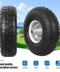 Set Of 2 4.10/3.50-4 Tire And Inner Tube For Wheelbarrows And Hand Trucks, Built To Last Heavy-Duty Rugged Rubber Replacement Parts