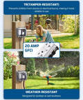 Heavy Duty Outdoor GFCI Outlet Kit With Self Test For Garden And Yard Use Weatherproof Metal Box 20 Amp NEMA 5 20R Outdoor Power Outlet Safe DIY Setup installed on post
