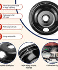 Black Porcelain Drip Pan and MP22YA Burner Replacement for Frigidaire Kenmore Tappan Electric Stovetops features and benefits