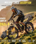 Man riding Dual Motor 6000W Fat Tire Electric Mountain Bike For All Terrain Adventures, 60V 20Ah Battery, rocky terrain