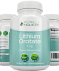 Lithium Orotate 5mg Capsules 180 Count Vegetarian Mood Support Memory Behavior Wellness Boost 50 Percent More Value Made In USA