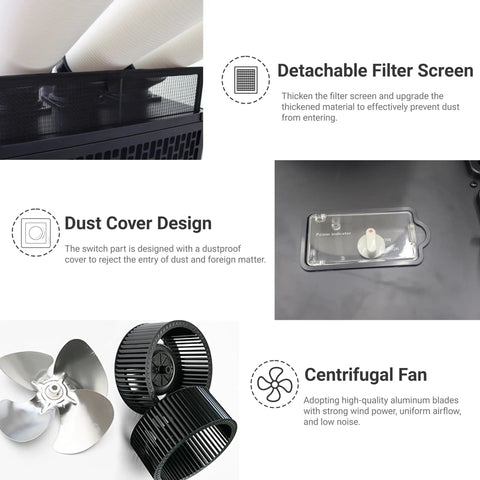 Heavy-Duty 22500 BTU Portable AC Cooler For Shops Garages And Warehouses showing detachable filter screen and centrifugal fan design.