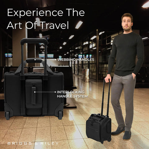 Briggs & Riley 2-Wheel Cabin Bag, black softside carry-on with wheels; two bags shown.