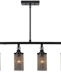 Chloe Four Light Island Pendant in Oil Rubbed Bronze With Mercury Glass Accents, Classic Kitchen Island Lighting Fixture, frontal view