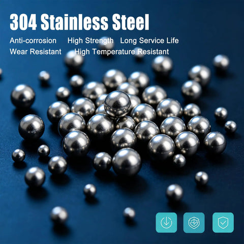 1,000 Count 3mm Stainless Steel Bearing Balls Set For Auto Parts, Bicycles, Casters And Drawer Slides, High Precision 304 Stainless Steel, Uniform Size, Smooth Burr-Free Finish, Great For Mixing Paint, Nail Polish, And Other Stirring Tasks., 304 stainless steel bearing balls on blue background