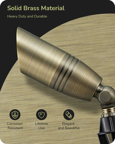 Close-up of Built Tough Heavy Duty Solid Brass Landscape Spotlights 12V Outdoor Lighting with bronze finish