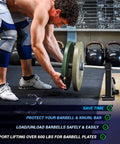Beefy Heavy Duty Deadlift Jack Barbell Stand For Easy Plate Loading And Unloading, supporting barbell with heavy plates