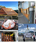 Heavy Duty Cargo Lifting Net 5X5 Feet Workhorse With Rugged Harness Straps in various hauling applications and uses.