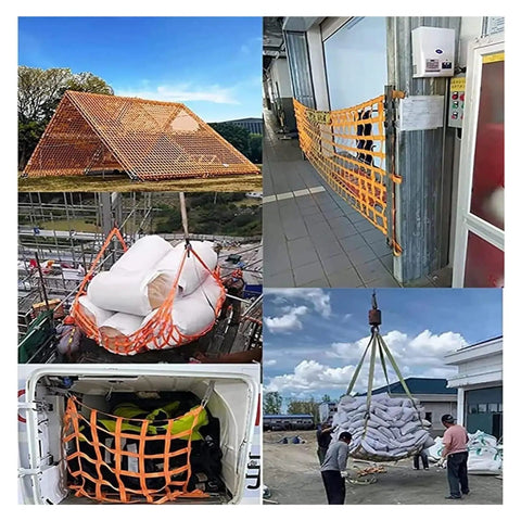 Heavy Duty Cargo Lifting Net 5X5 Feet Workhorse With Rugged Harness Straps in various hauling applications and uses.