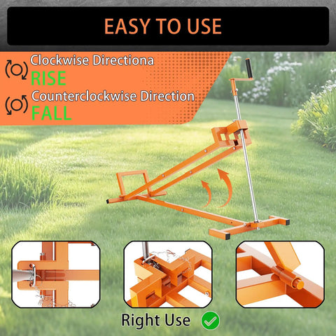 Livoccur Lawn Mower Lift Jack Heavy Duty Platform 882 Lbs Capacity For Garden Tractors With Adjustable Height and Angle manual handles in use on grass.
