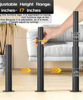 Beefy Adjustable Furniture Legs 10 To 17 Inches Heavy Duty Replacement Feet for sofas and beds, showing adjustable range, set of 4