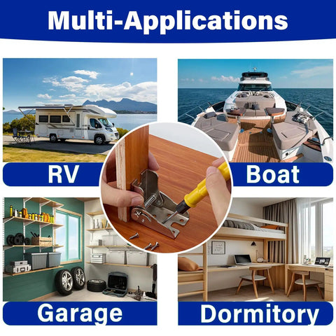 Premium Folding Brackets With Self Locking Hinges And Mounting Screws For Table Legs and Bed Frames for RV, Boat, Garage, and Dormitory use.