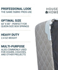 Close-up of Queen Box Spring Dust Cover, 60 x 80, Heavy Duty Cambric Fabric, protecting mattress foundation against dust.