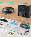 Image of Robot Vacuum And Mop With 6000Pa Suction, Self Emptying Base, LiDAR Navigation, components and accessories displayed