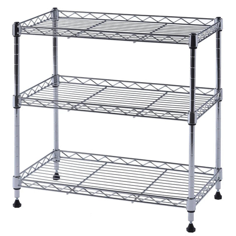Badass Heavy Duty Steel Adjustable Wire Shelving Rack With Three Slick Chrome Shelves Delivering Killer Storage For Garages Pantries Or Basements One Inch Height Adjustments Hold Up To 264 Pounds Straight Off The Bat