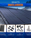 DIY Solar Pool Heater Kit With High Wind Mounting And Freeze Resistant Tech installation on roof, includes panels and kits.