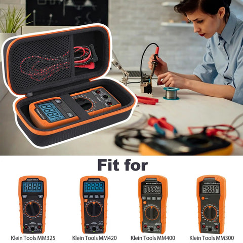Rugged Hard Case For Klein Tools Digital Multimeters MM325 MM420 MM460S MM400 MM300 with tool storage shown open