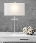 Toledo 25 Inch Crystal Table Lamp With Cotton Shade Great End Table Lighting For Living Room Or Bedroom On Off Switch Durable Glass Crystals And Cozy Ambient Glow